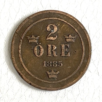 2 ÖRE 1885 Swedish Coin