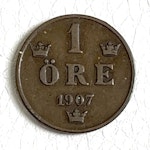 Szwedzka moneta 1 ÖRE 1907