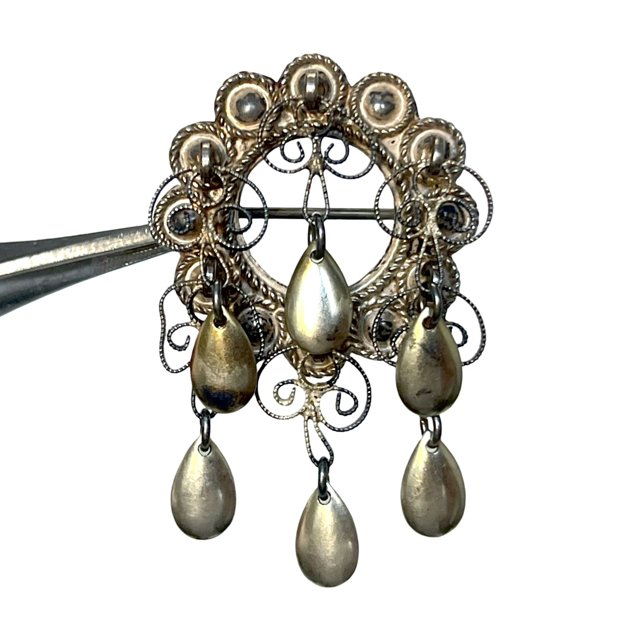 Silver 830S brooch Folk costume style Scandinavian jewelry
