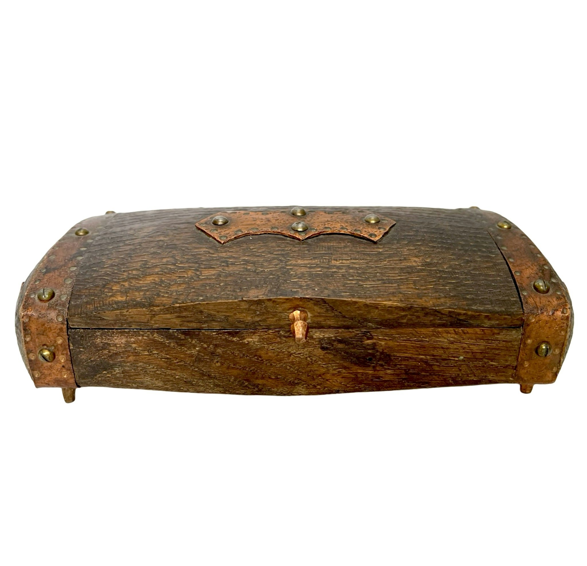 Wooden ash casket with copper fittings 1949