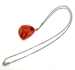 Vintage, Balestra 925 silver necklace with amber pendant