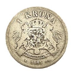 1 krona från 1884 Oscar II Silvermynt