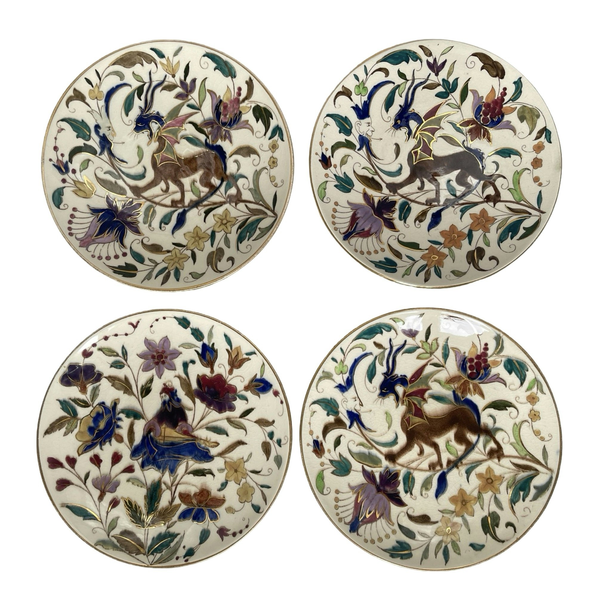 Tallrikar 4 st porslin, bla Ivory, Rörstrand ca 1880-tal