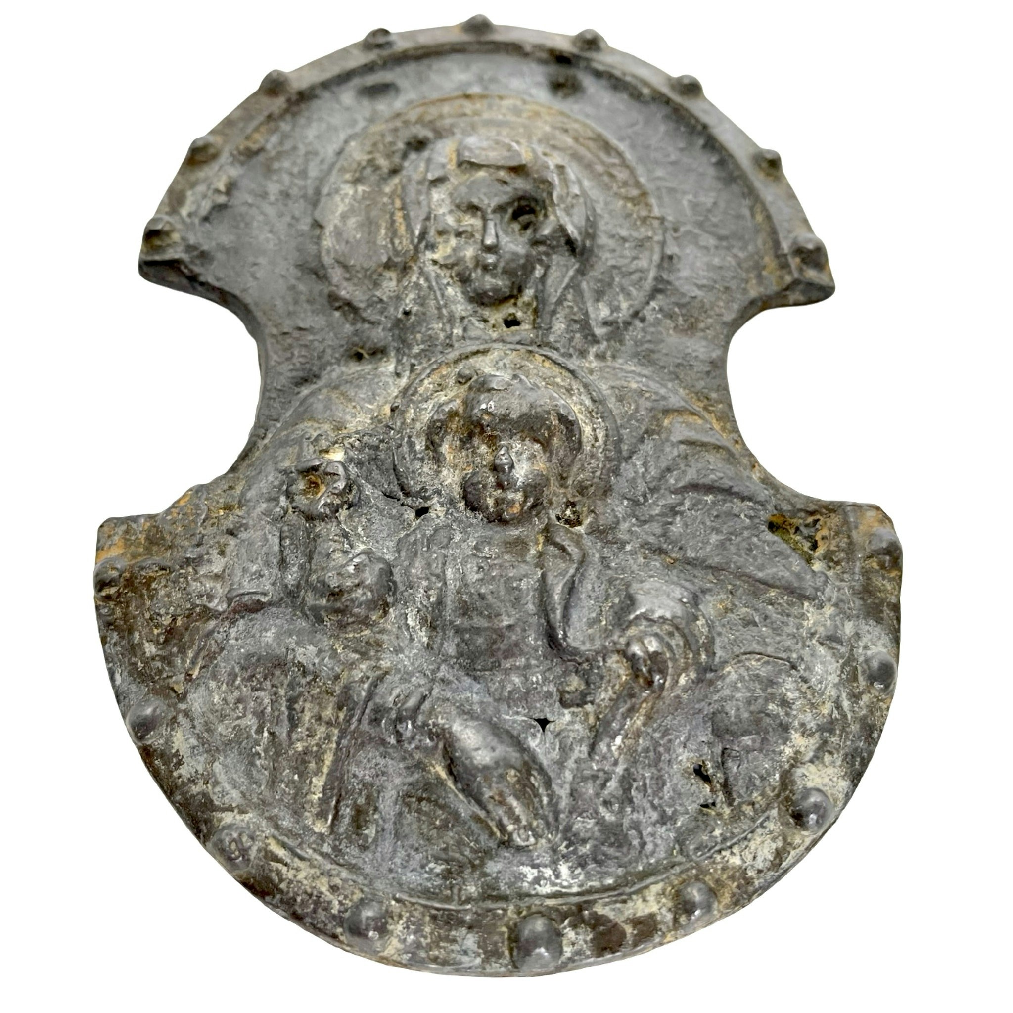 Rilievo antico, Vergine Maria e Cristo Bambino, metallo