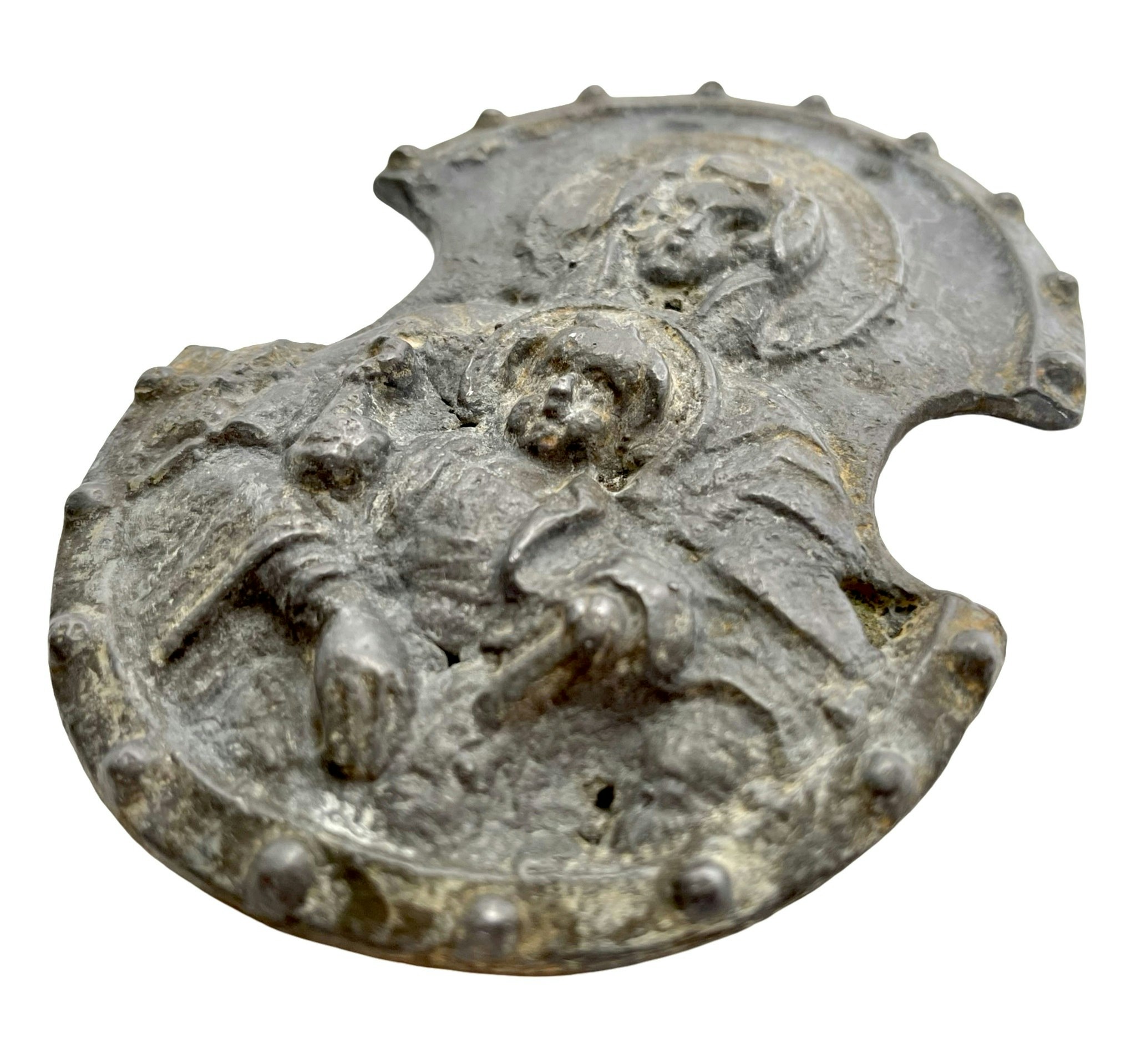 Rilievo antico, Vergine Maria e Cristo Bambino, metallo