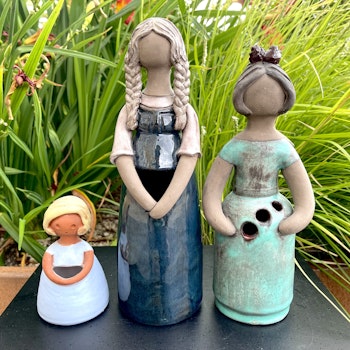 Vintage, 3 st figurer i keramik för Elbogen Sverige