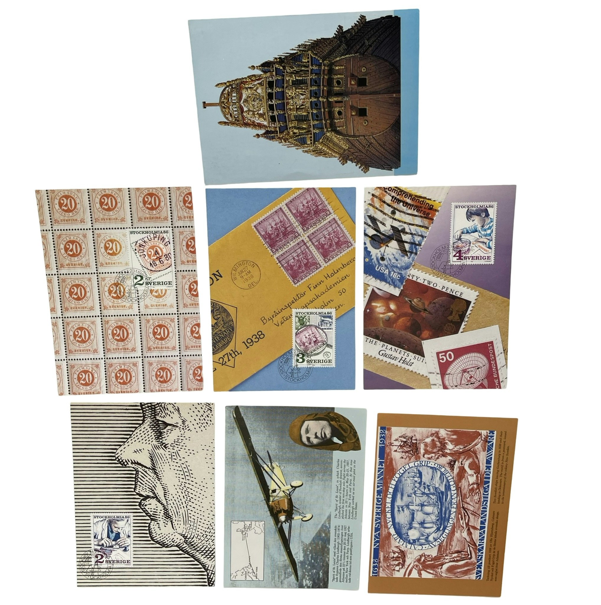 Colección de varios sellos y postales.