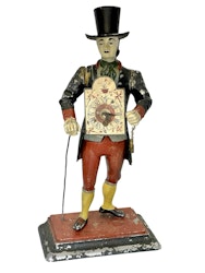 Figure clock of a Black Forest clock bearer, painted by hand