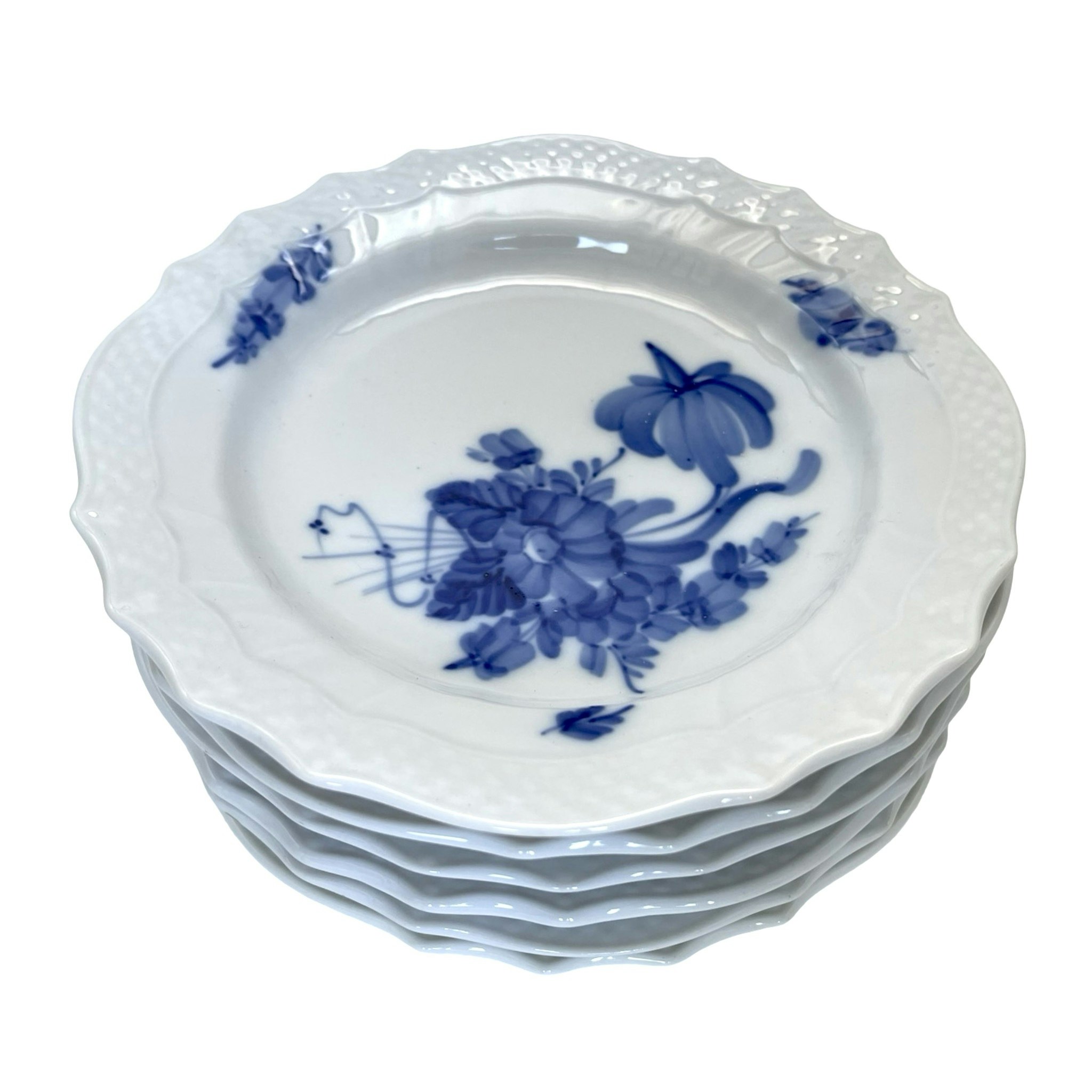 Royal Copenhagen, 6 st Blå blomster porslin assietter