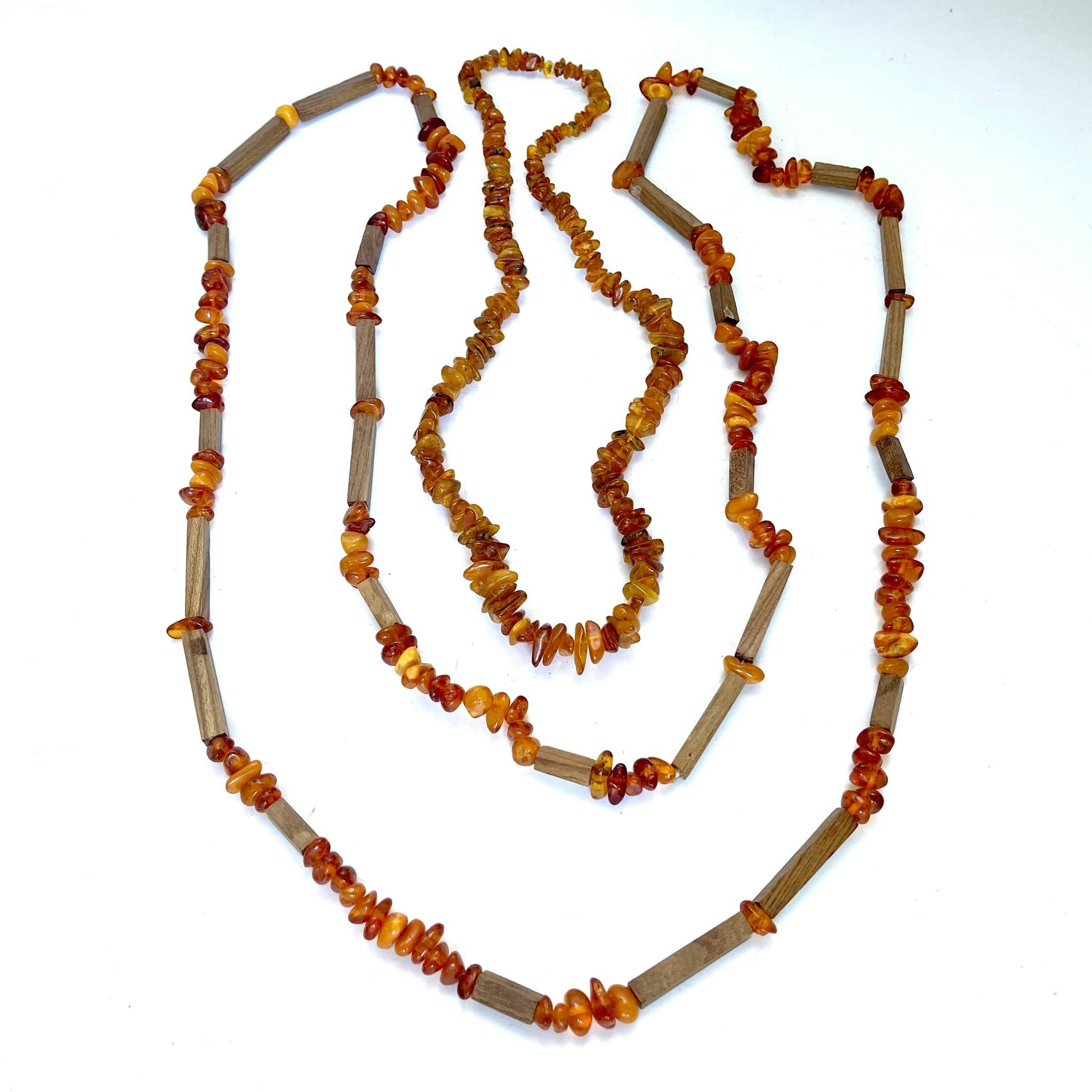 Vintage, 2 St. naturliga bärnstens halsband