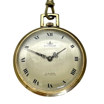 Dugena Anker 17 jewel pocket watch, Antishock with chain