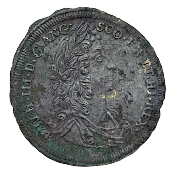 Guillermo III. y María II, moneda de latón, 1660-1700 Inglaterra