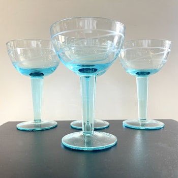 4 st blå Cocktailglas Ikea pralin. Pia Eldin-Lindsten