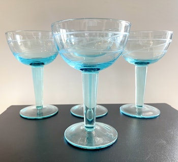 4 st blå Cocktailglas Ikea pralin. Pia Eldin-Lindsten