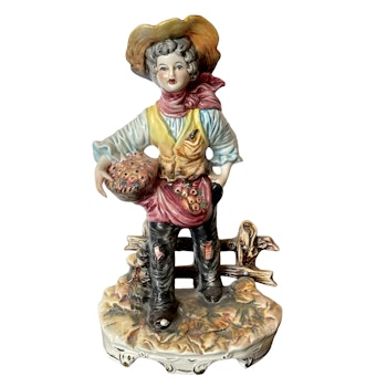 Vintage Capodimonte porslin figurin, Italien