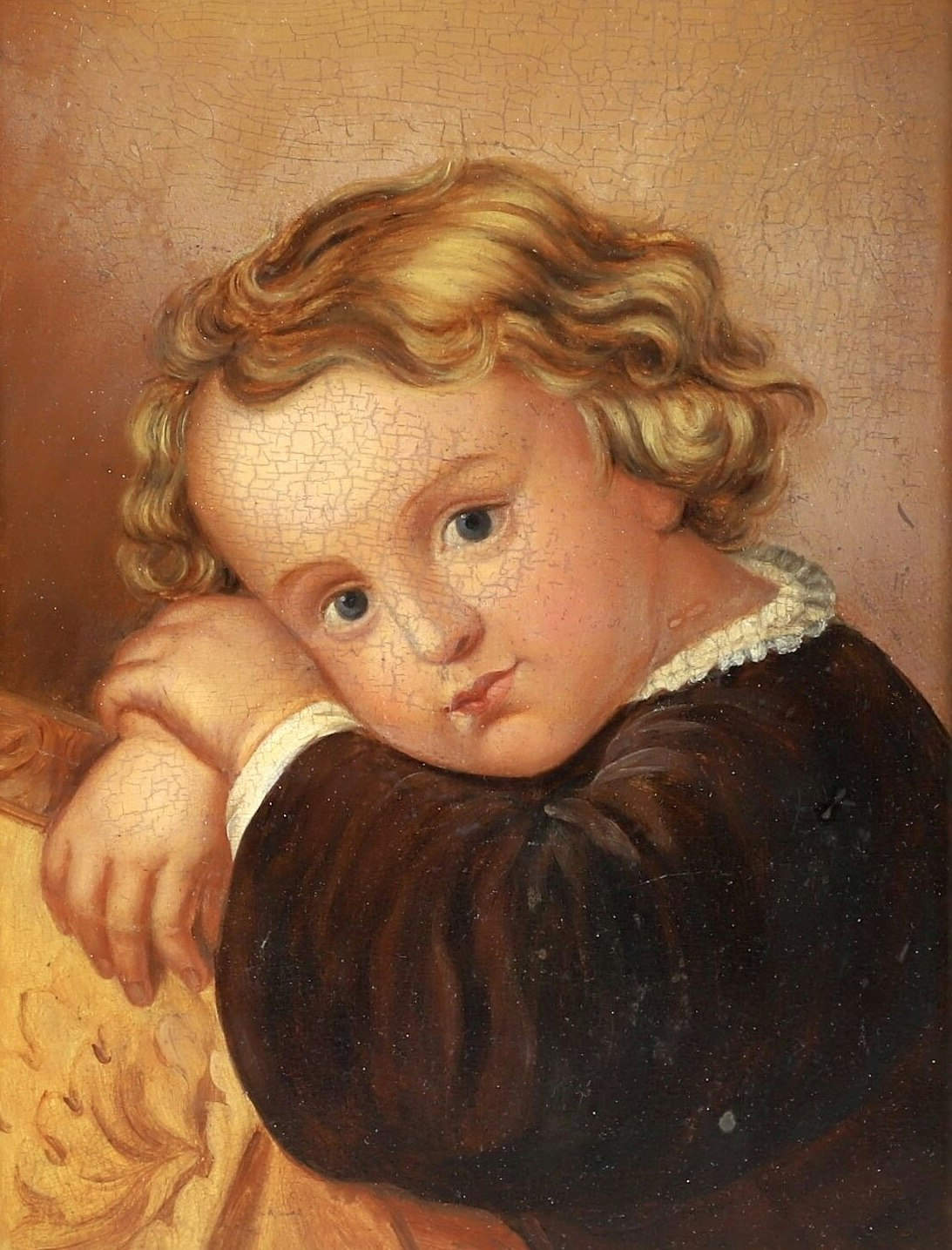 1800-talet Realism Olja på Pannå Porträttmålning, ett barn i stil av Greuze