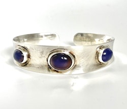 Gussi Sterling Silver med 3 Blå Kalcedon, Cabochon 1956 Sverige
