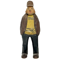 Homme en bois Figurine en bois Sculpture en bois, signée