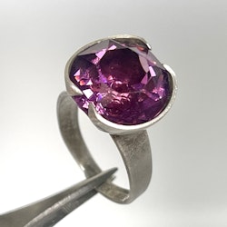 RING, HSG 925 sterling silver 1977, lila sten, justerbar storlek