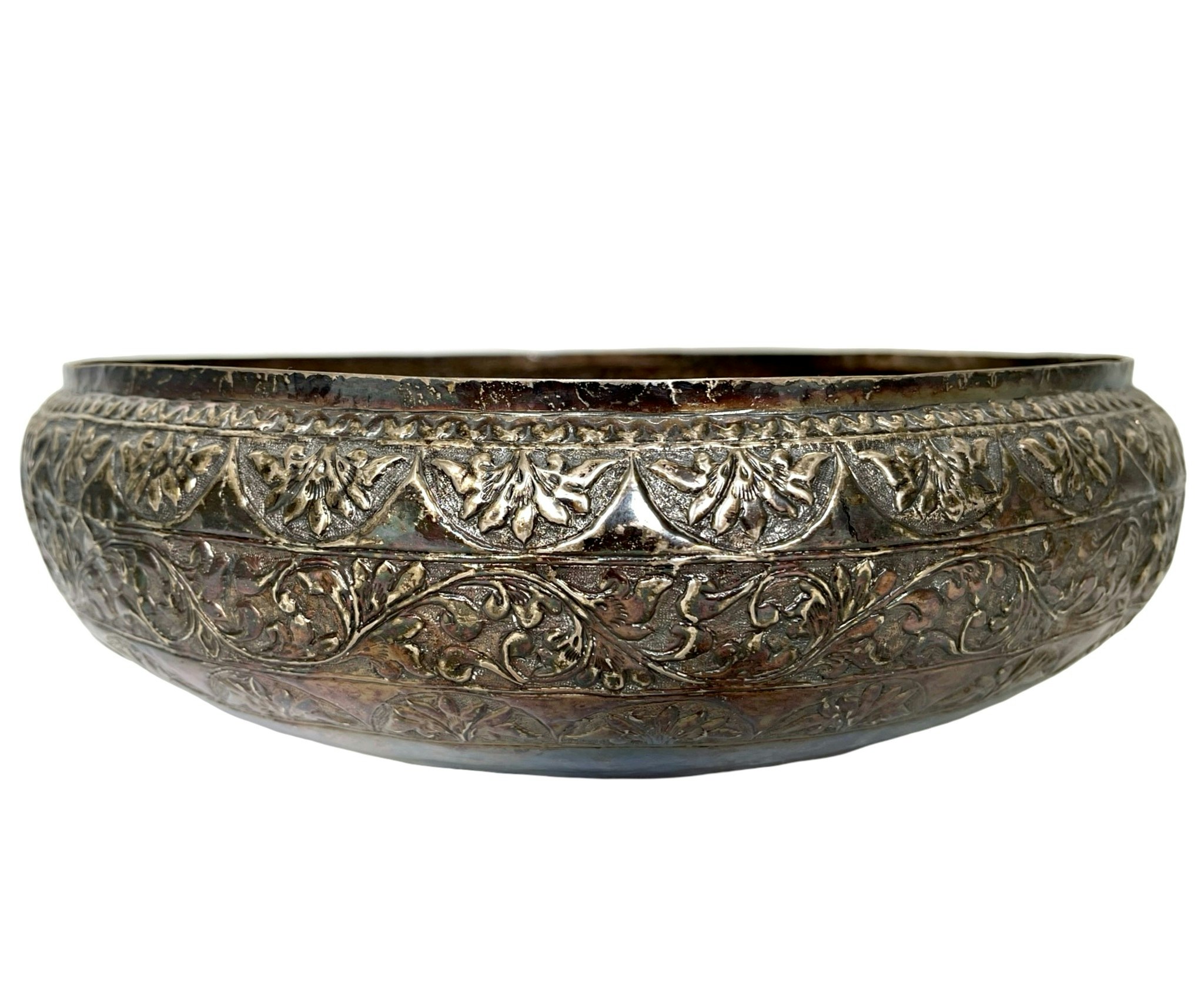 Antique genuine silver bowl 18th century, 32 cm