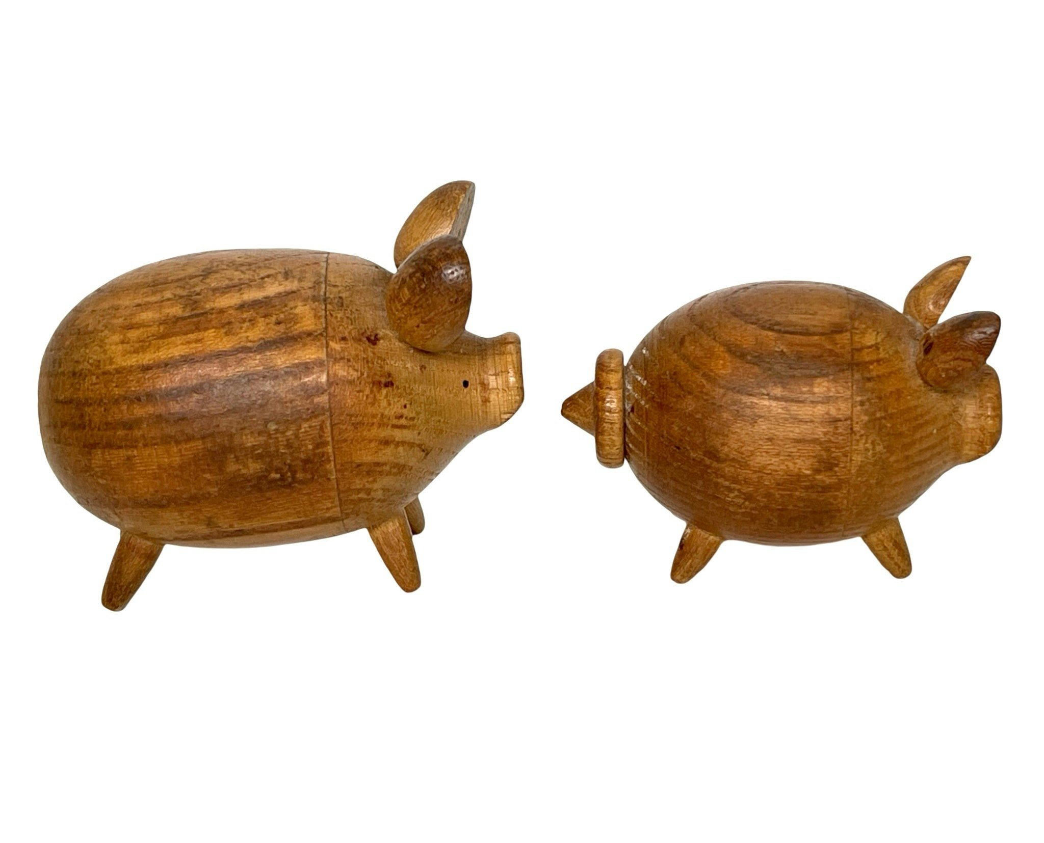 Vintage, Salière et poivrière, shakers à cochon en bois