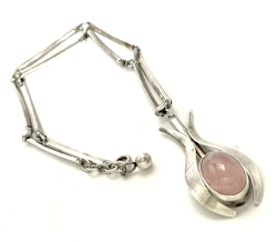Vintage DGH Sterling örhängen och sterling halsband med hänge, Rosen kvarts