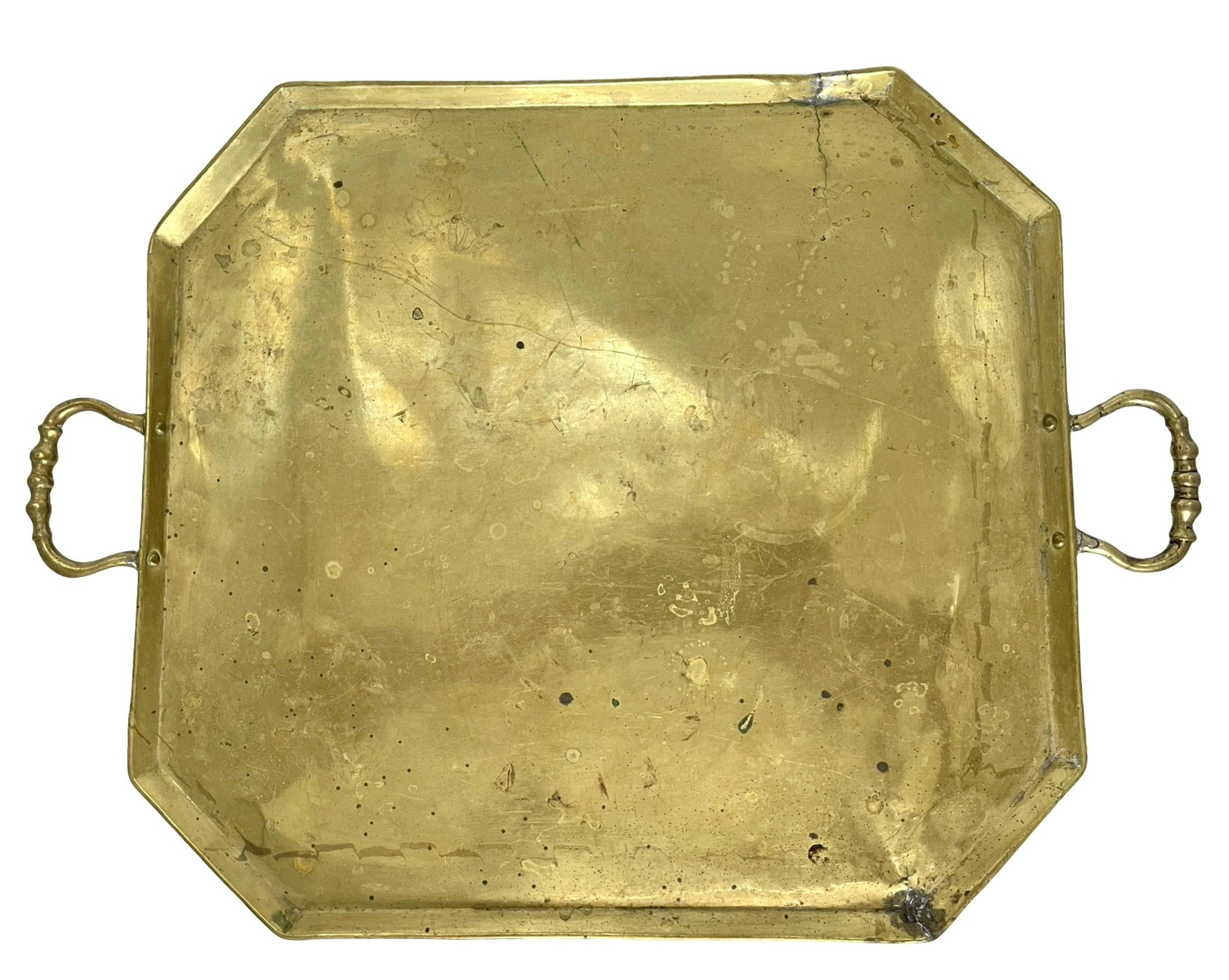 Antik Bricka mässing, 1700-talet, Längd: 48 cm