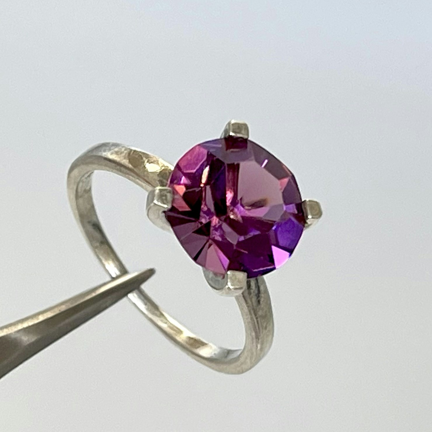 RING, HSG 925 sterling silver, lila sten