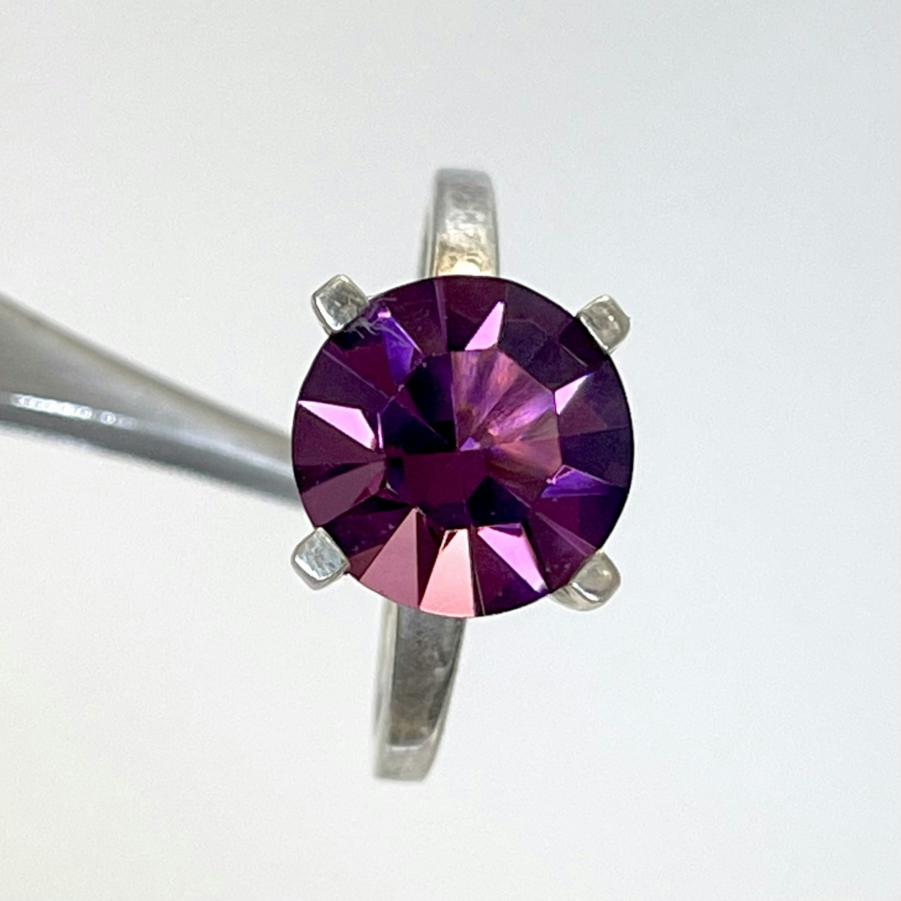 RING, HSG 925 sterling silver, lila sten