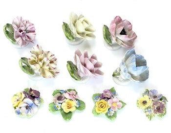 Bordsdekorationer, 10 stycken, porslin blommor