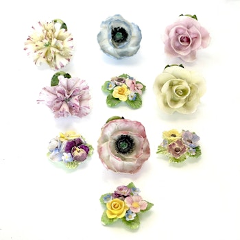 Bordsdekorationer, 10 stycken, porslin blommor