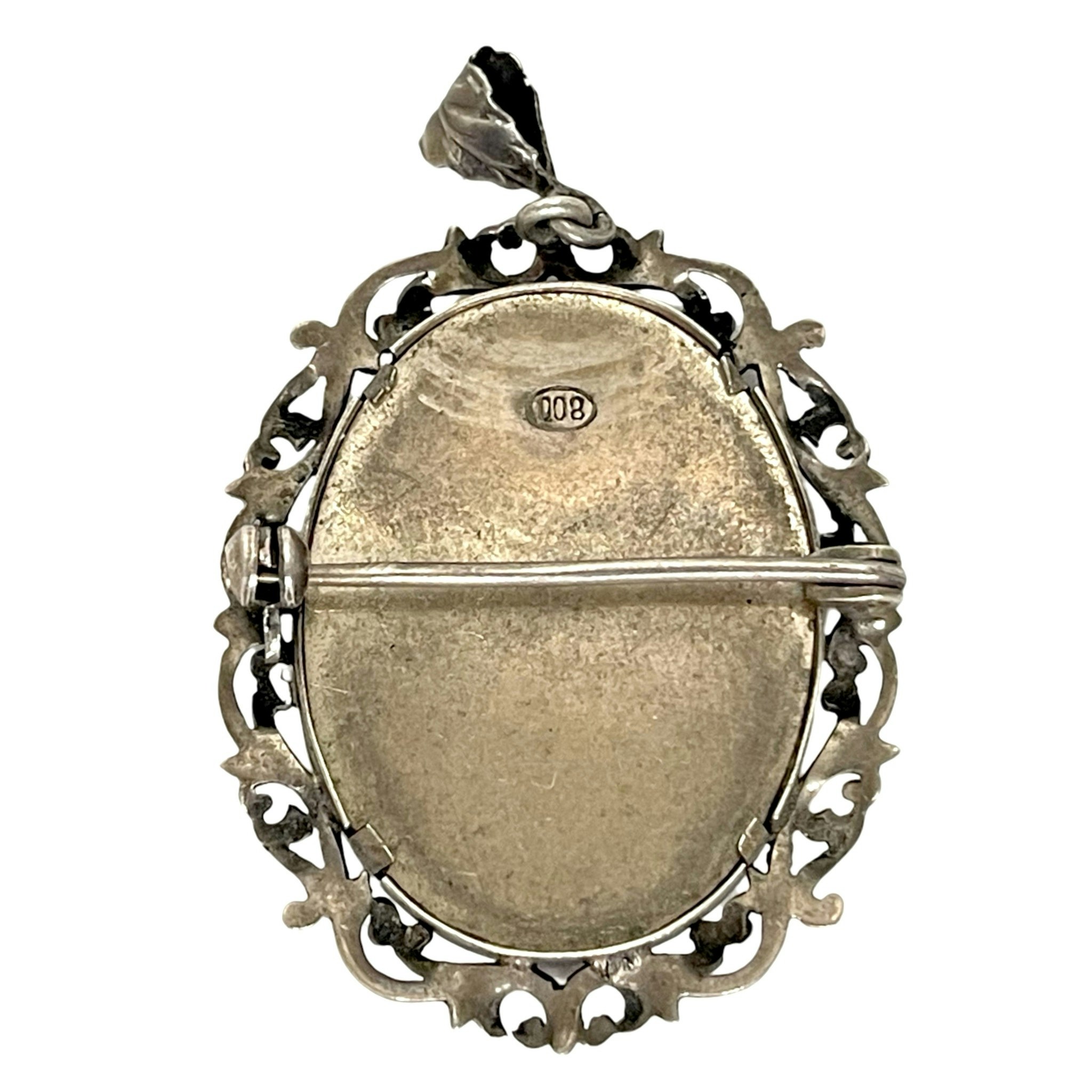 Pendant, Miniature portrait of St Fabiola by Scheggi circa 1920 silver 800