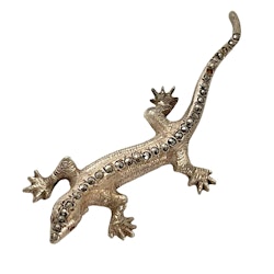 Antike Salamander-Brosche, Eidechse, Silber 830