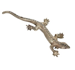 Antike Salamander-Brosche, Eidechse, Silber 830
