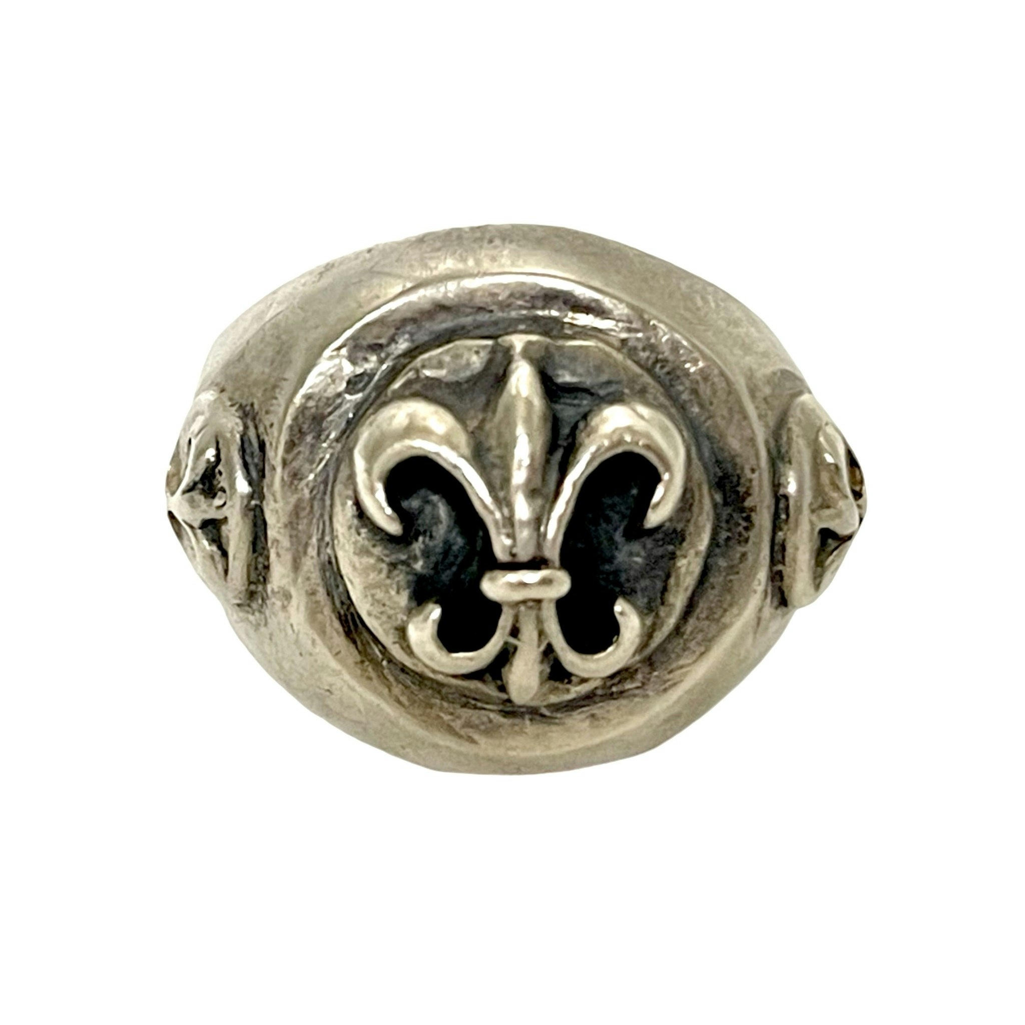 Anello con sigillo Fleur de Lys, fiore di giglio in argento sterling 925