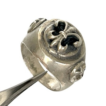 Signetring Fleur de Lys, lilja blomma 925 sterling silver