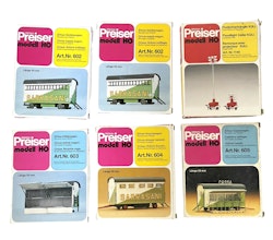 6 st, Preiser modell HO 602, 603, 604, 605, 1148
