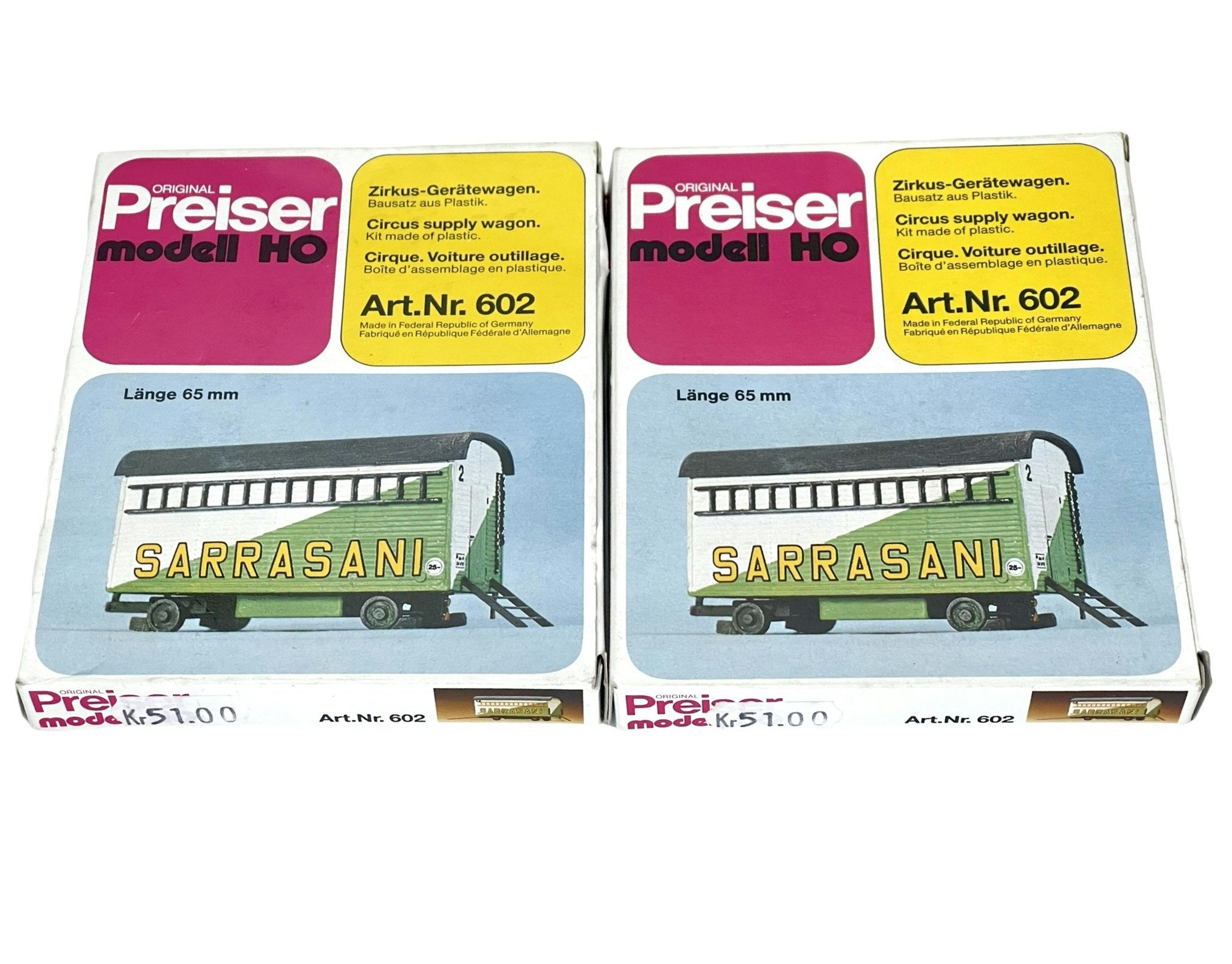 6 st, Preiser modell HO 602, 603, 604, 605, 1148