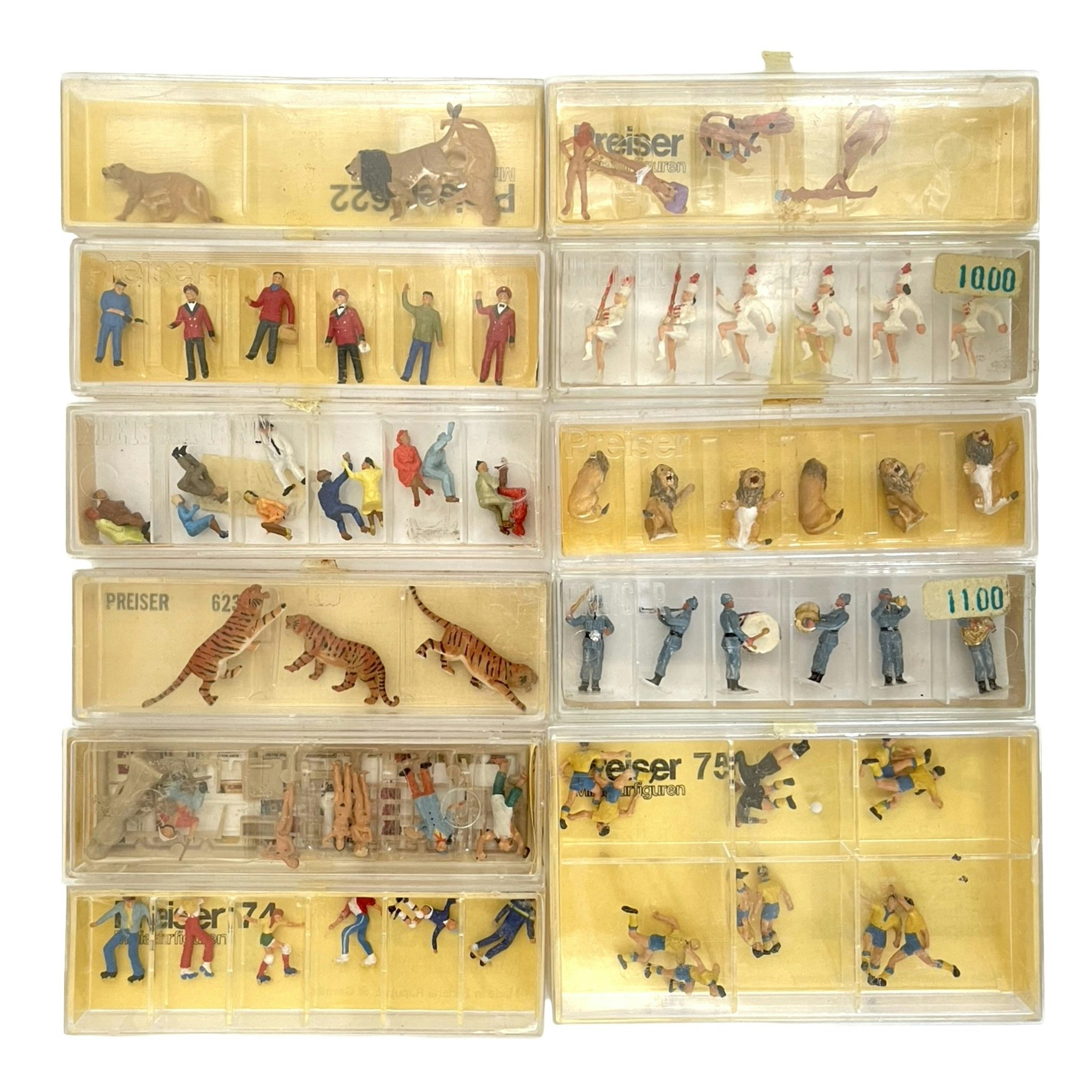 11 stuks Preiser en Fleischmann miniatuurfiguren HO