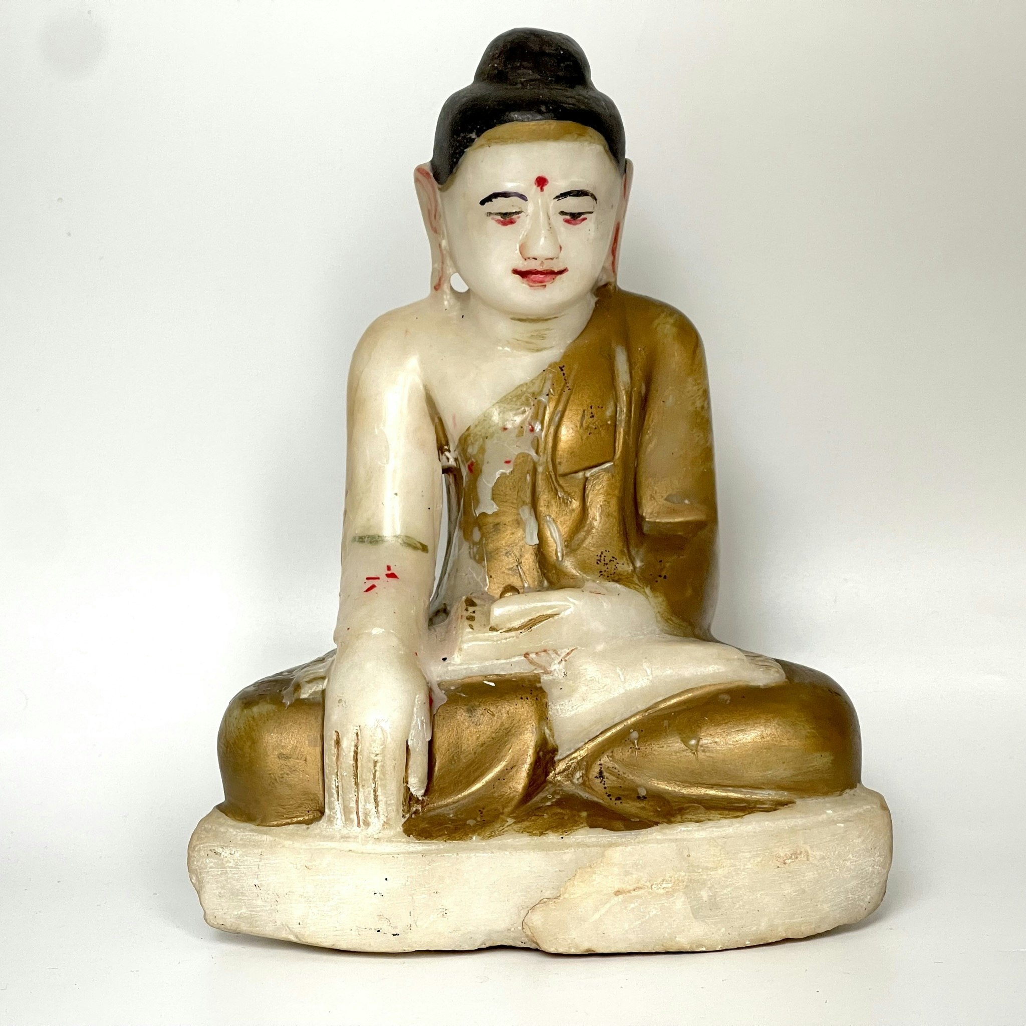 Antik Buddha Skulptur, skuren i alabaster