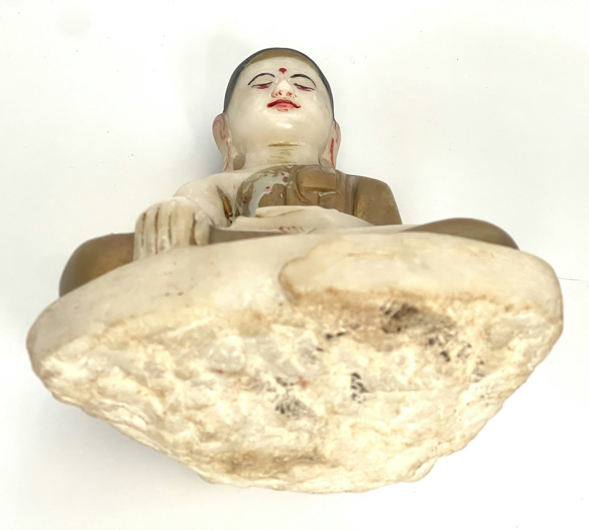 Antique Buddha Sculpture, carved in alabaster