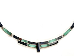 Halsband, Mexikanskt silver 950 och Malakit med lapis lazuli