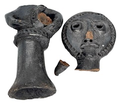 Antik Tête en Terre cuite, Terrakotta Akan Nsodia, Kwahu, Ghana
