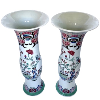 2 pièces, vases en porcelaine chinoise, dynastie Qing 1644-1912