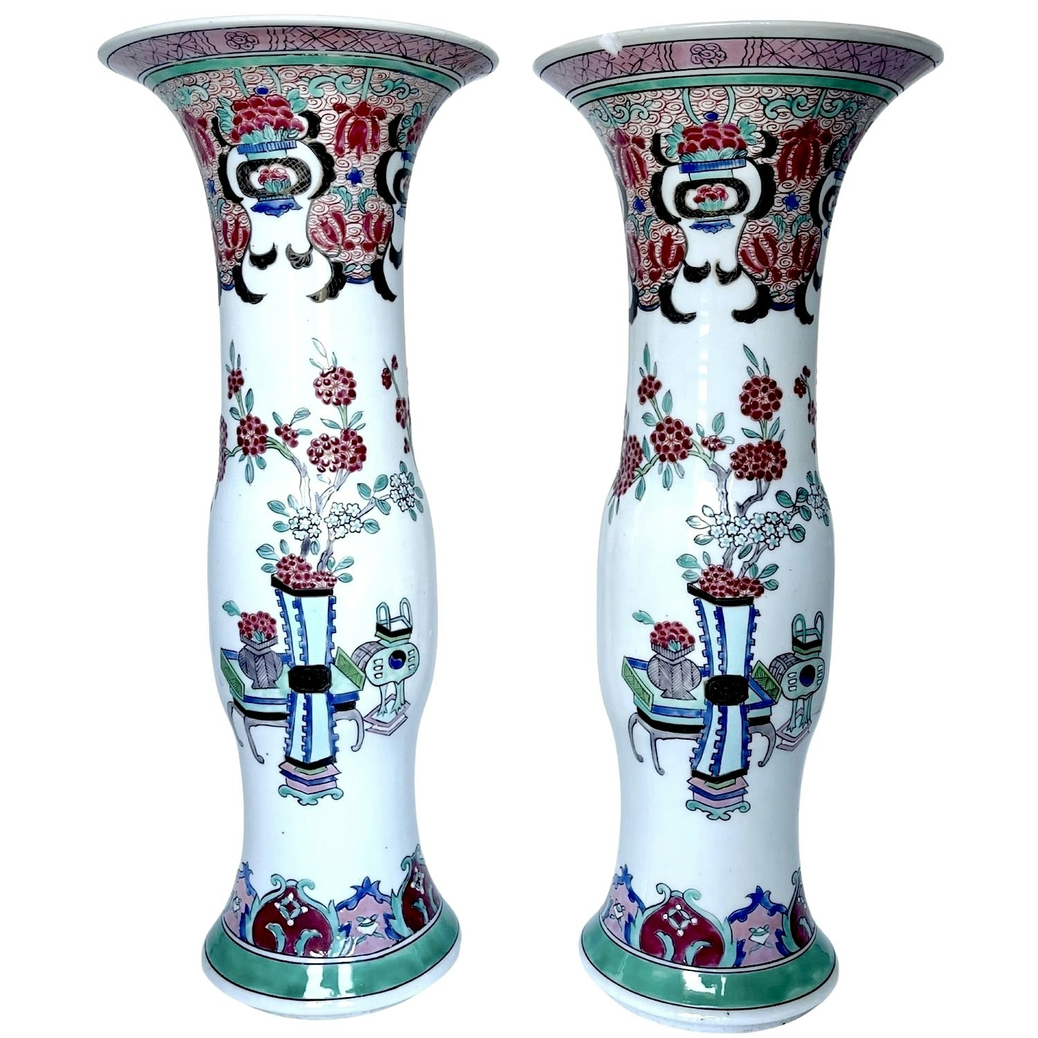 2 st, Kinesiska porslin vaser, Qing Dynastin 1644-1912