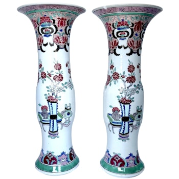 2 pièces, vases en porcelaine chinoise, dynastie Qing 1644-1912