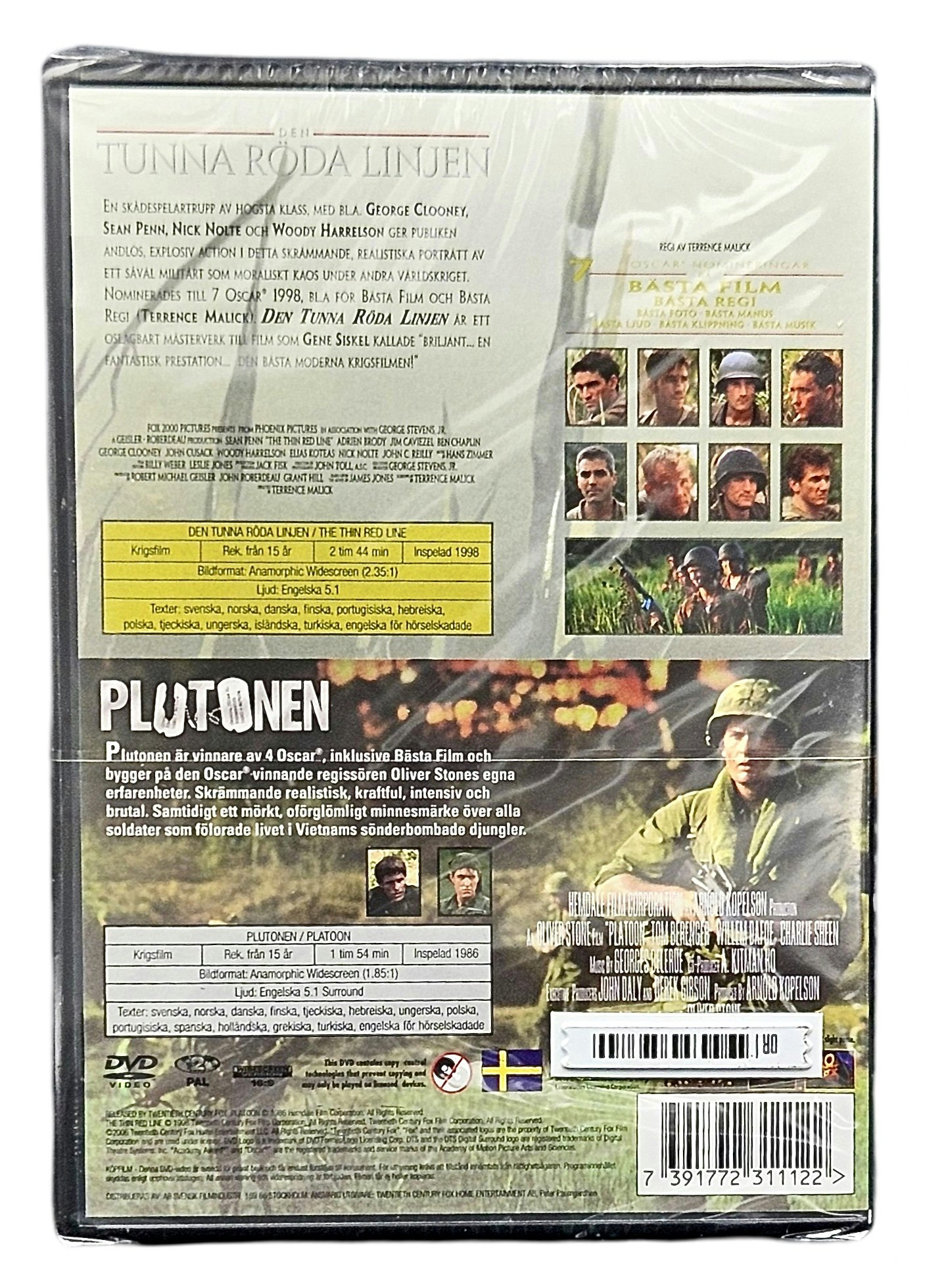 Krigsfilmer, The Platoon And The Thin Red Line, DVD NY