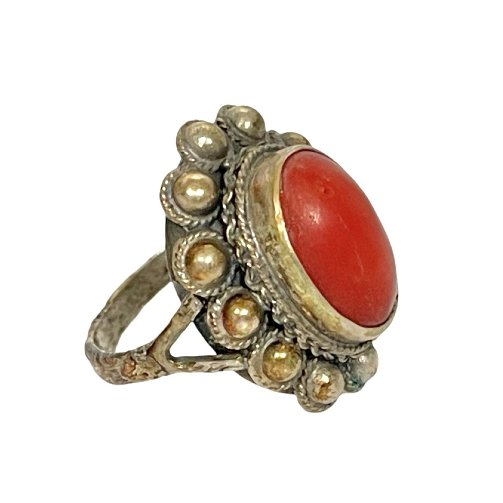Antik korall silverring