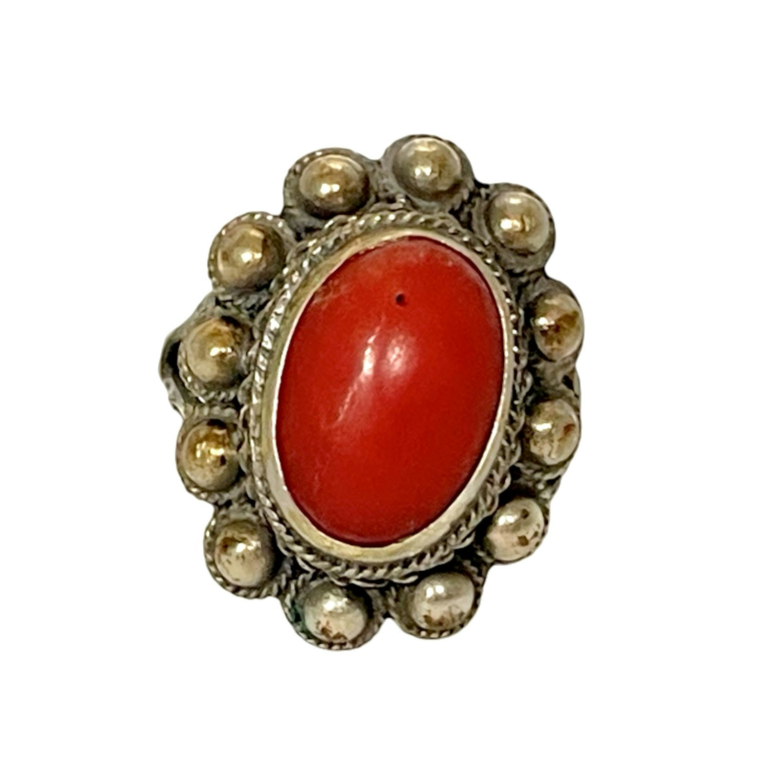 Antik korall silverring