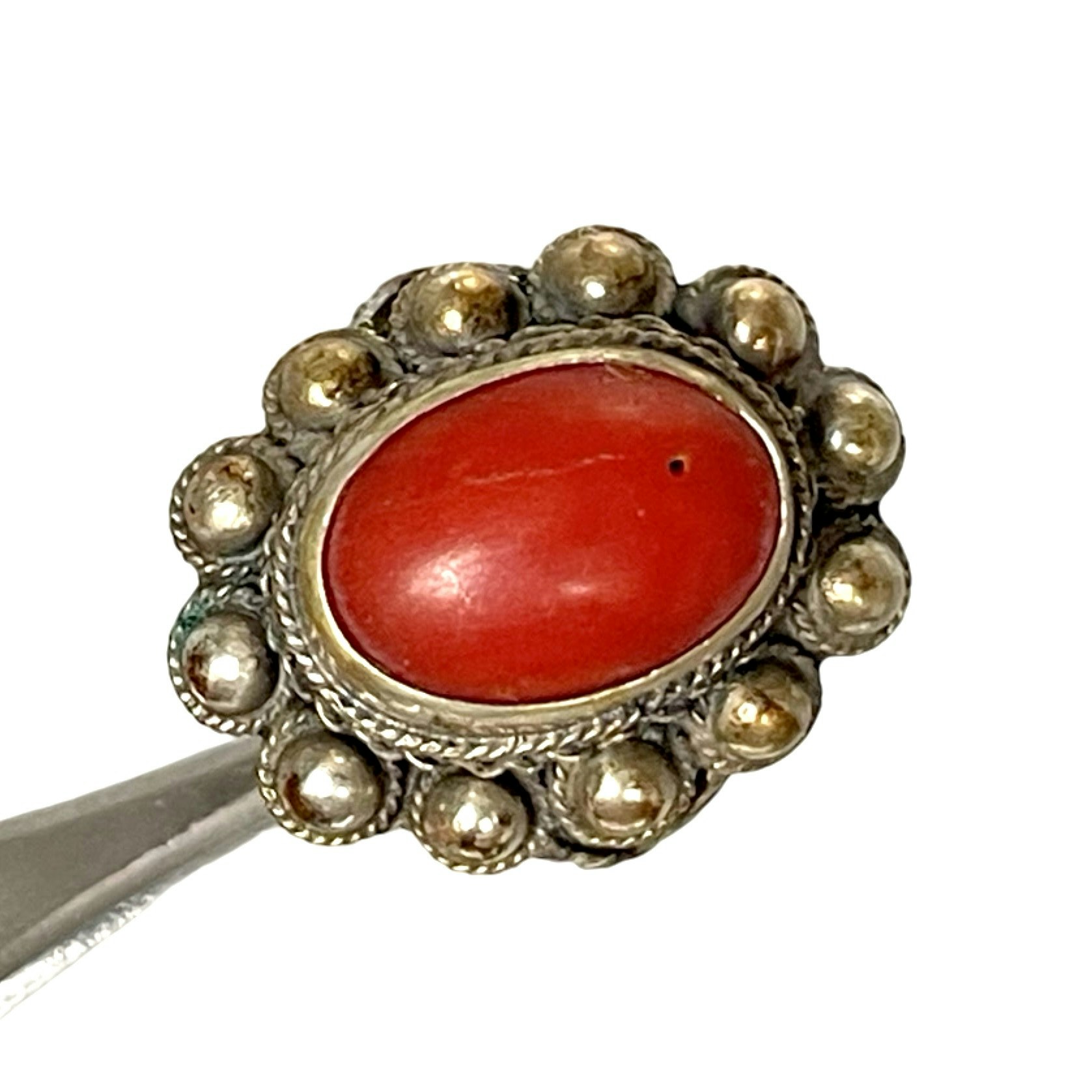 Antik korall silverring